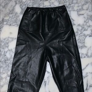 Faux black leather leggings